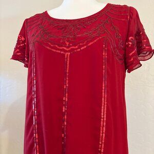 M.S.S.P. (Max Studio Specialty Products). Vintage. Sequined Top. Ruby Red